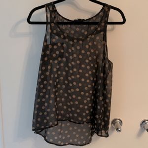 Polka dot sheer tunic style tanktop